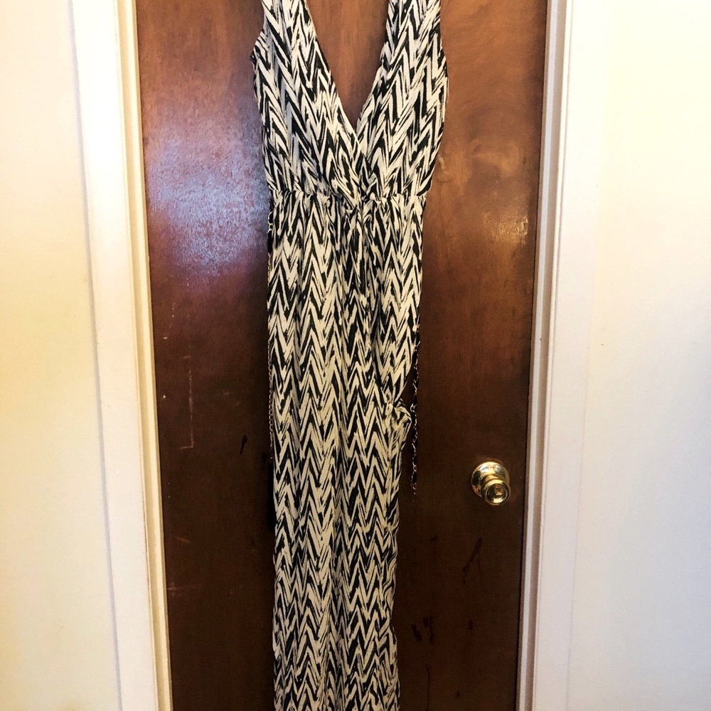 Classy Zig-Zag Pattern Chiffon Jumpsuit - image 2